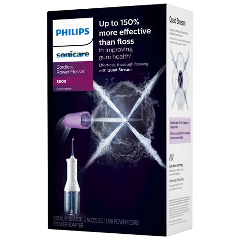 Hydropulseur électrique sans fil SoniCare 3000 Power de Philips (HX3826/21) - Blanc