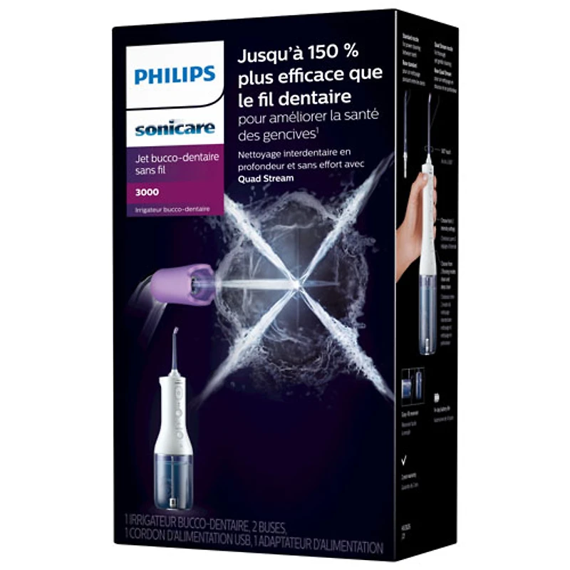 Hydropulseur électrique sans fil SoniCare 3000 Power de Philips (HX3826/21) - Blanc