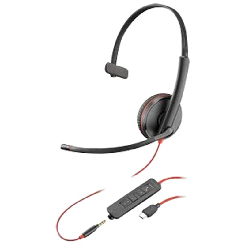 Casque d'écoute avec fil à suppression du bruit Poly Blackwire 3200 de HP - Noir
