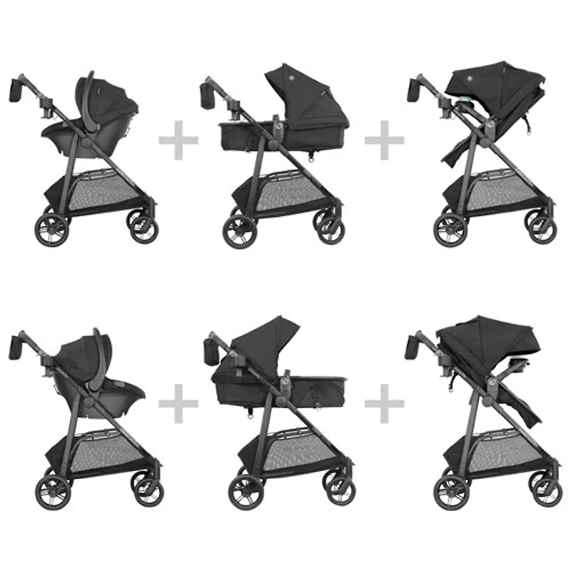 Système de voyage Omni Ultra d'Evenflo avec siège d'auto rotatif pour bébé Revolve180 LiteMax NXT - Caviar noir