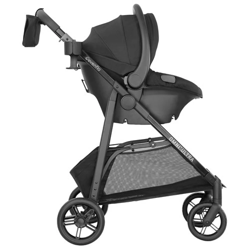 Système de voyage Omni Ultra d'Evenflo avec siège d'auto rotatif pour bébé Revolve180 LiteMax NXT - Caviar noir