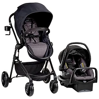 Système de transport Modular Pivot avec siège d'auto de bébé LiteMax d'Evenflo - Gris décontracté