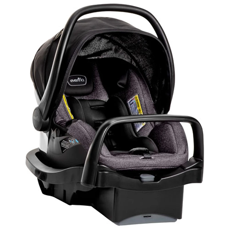 Système de transport Modular Pivot avec siège d'auto de bébé LiteMax d'Evenflo - Gris décontracté