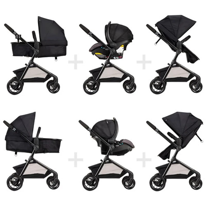 Système de transport Modular Pivot avec siège d'auto de bébé LiteMax d'Evenflo - Gris décontracté