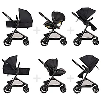 Système de transport Modular Pivot avec siège d'auto de bébé LiteMax d'Evenflo - Gris décontracté