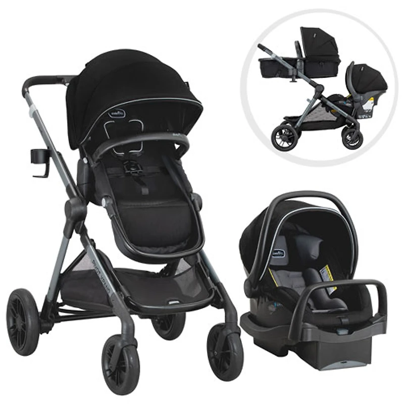 Système de voyage modulaire Pivot Xpand d'Evenflo avec siège d'auto pour bébé LiteMax - Noir Ayrshire