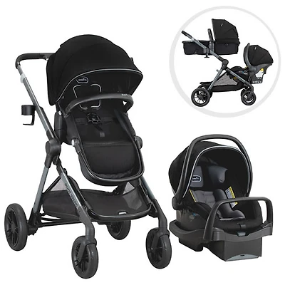 Système de voyage modulaire Pivot Xpand d'Evenflo avec siège d'auto pour bébé LiteMax - Noir Ayrshire