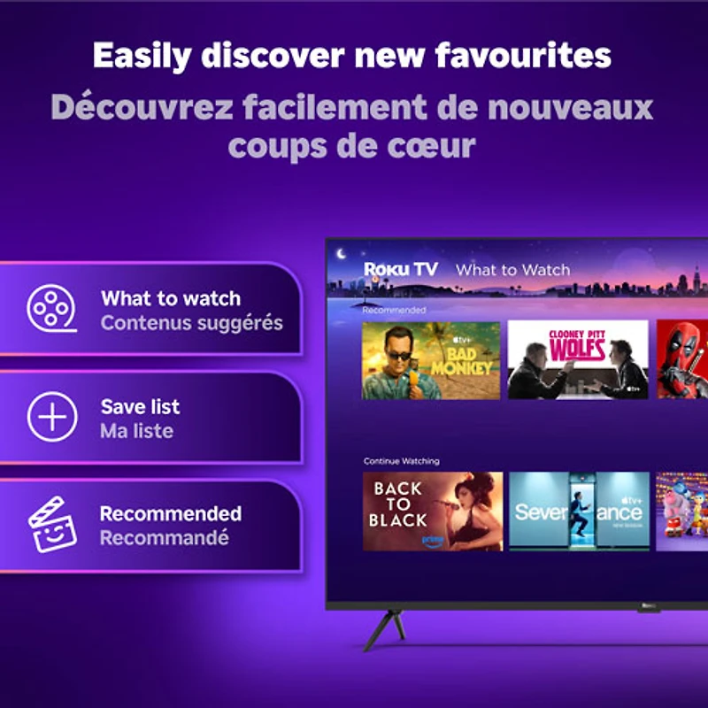 Téléviseur intelligent Roku mini-DEL QLED HDR UHD 4K de 55 po Plus de Roku (55R6C5CA) - 2025