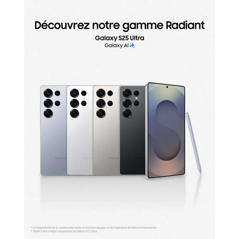 Galaxy S25 Ultra de 512 Go de Samsung - Titane blanc argenté - Déverrouillé