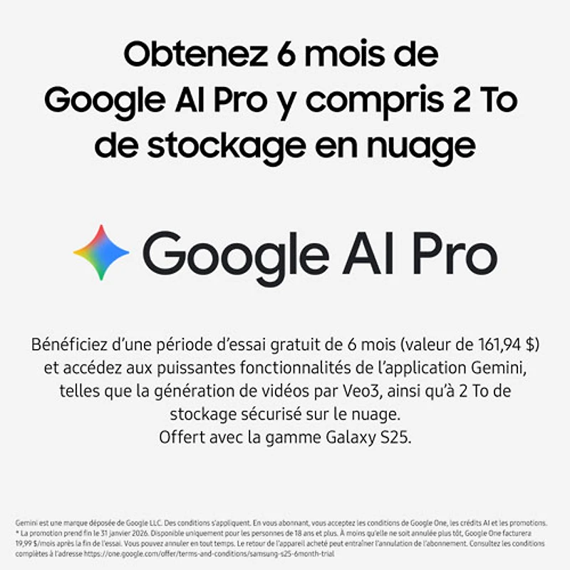 Galaxy S25 de 256 Go de Samsung - Ombre argent - Déverrouillé
