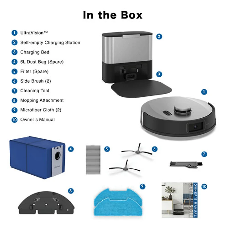 Aspirateur robot-vadrouille connecté Wi-Fi à vidage automatique UltraVision de bObsweep - Acier inoxydable - Exclusivité Best Buy