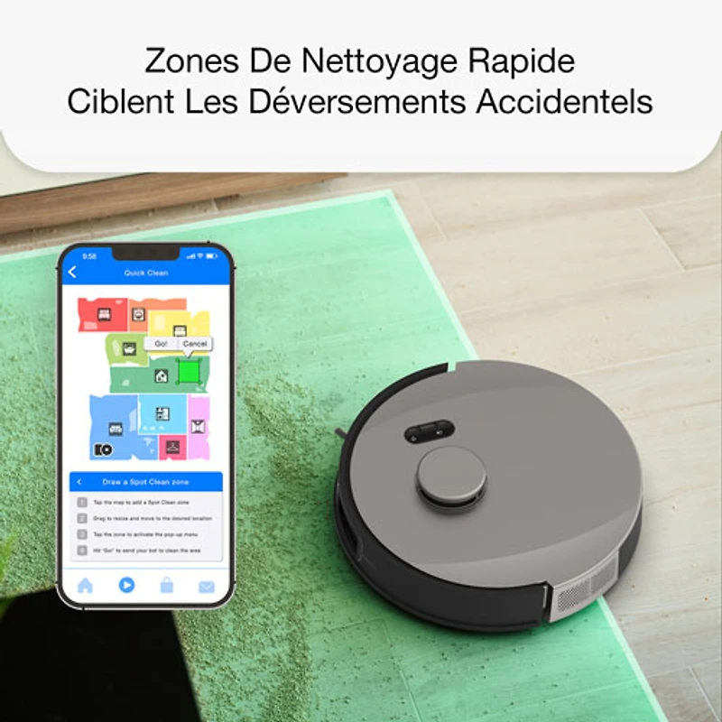 Aspirateur robot-vadrouille connecté Wi-Fi à vidage automatique UltraVision de bObsweep - Acier inoxydable - Exclusivité Best Buy