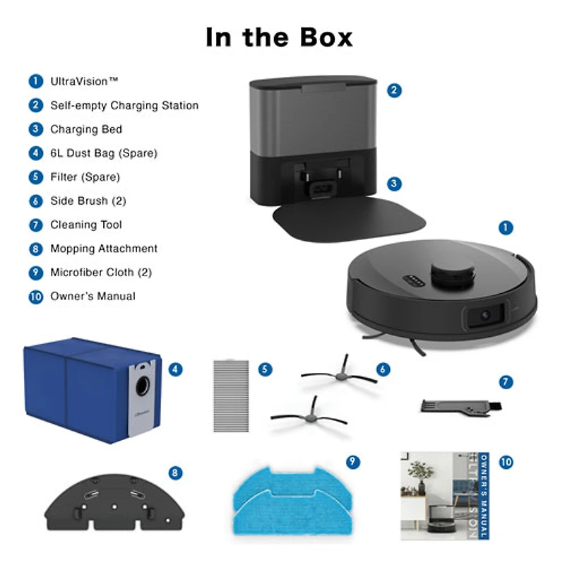 Aspirateur robot-vadrouille connecté Wi-Fi à vidage automatique Dustin de bObsweep - Acier au carbone - Exclusivité Best Buy