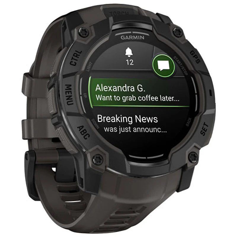 Garmin Instinct 3 AMOLED 50mm Bluetooth Multisport Smartwatch - Black/Charcoal