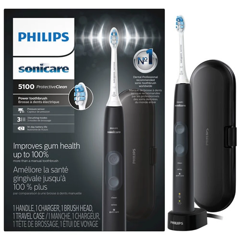 Brosse à dents électrique Sonicare 5100 de Philips (HX6850/60) - Noir