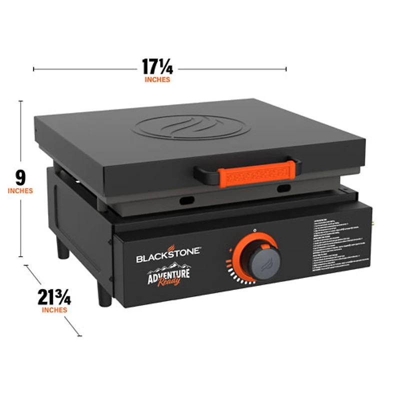 Plaque chauffante portative de 17 po Adventure Ready de Blackstone avec couvercle rigide et sac de transport