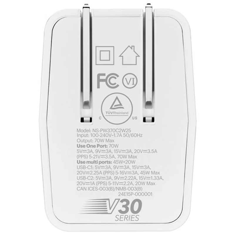 Insignia 70W Dual USB-C GaN Wall Charger (NS-PW370C2W25-C) - Only at Best Buy