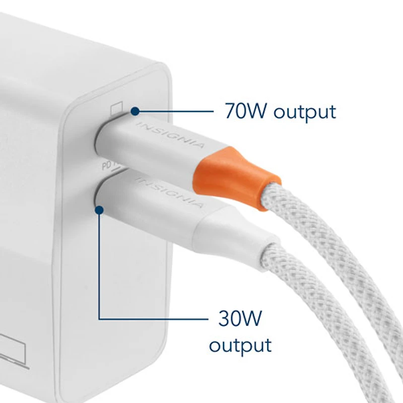Chargeur mural à 2 ports USB-C GaN de 100 W d'Insignia (NS-PW31XC2W25-C) - Exclusivité Best Buy