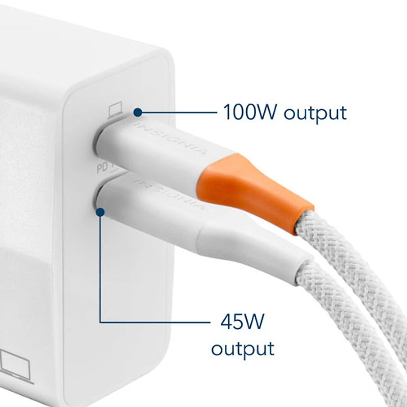 Chargeur mural à 2 ports USB-C GaN de 140 W d'Insignia (NS-PW3X4C2W25-C) - Exclusivité Best Buy