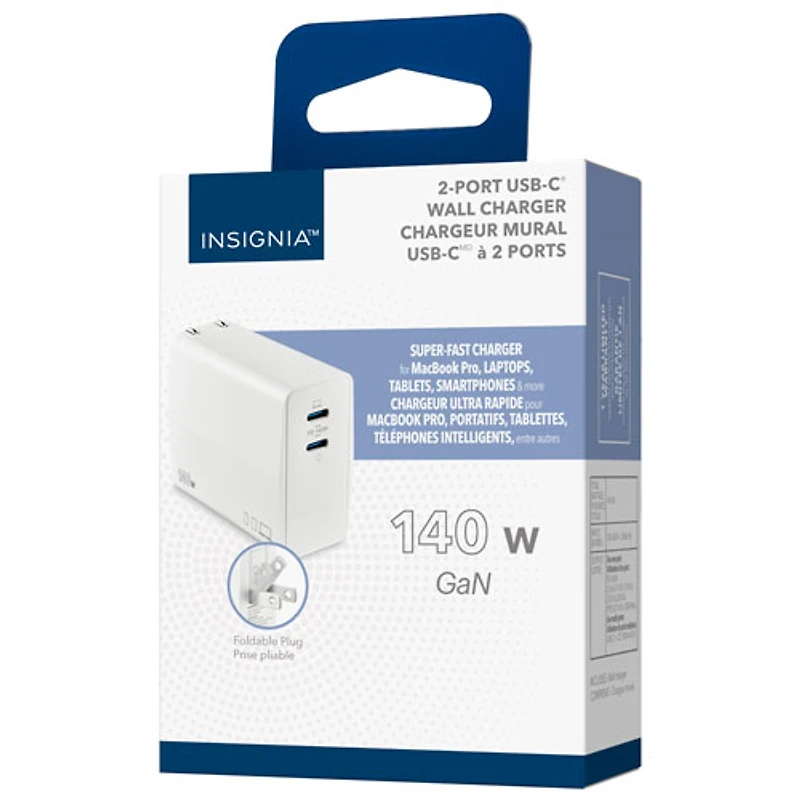 Chargeur mural à 2 ports USB-C GaN de 140 W d'Insignia (NS-PW3X4C2W25-C) - Exclusivité Best Buy