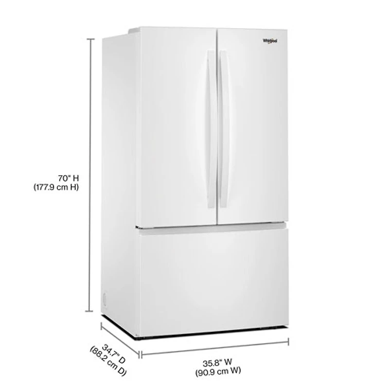 Whirlpool 36" 30.52 Cu. Ft. French Door Refrigerator (WRFF3136SW) - White