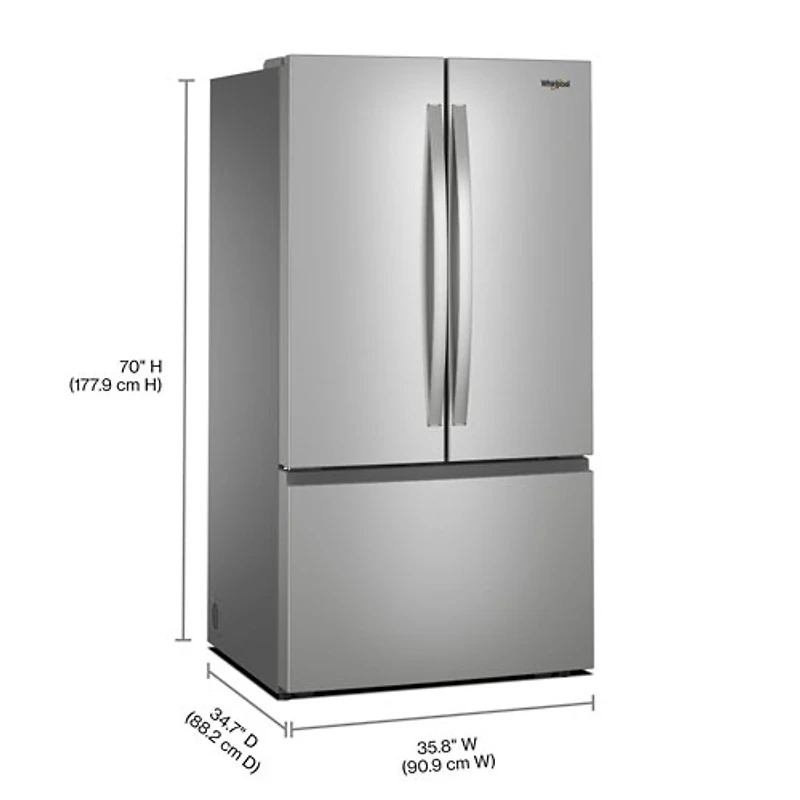 Whirlpool 36" 30.52 Cu. Ft. French Door Refrigerator (WRFF3136SZ) - Stainless Steel