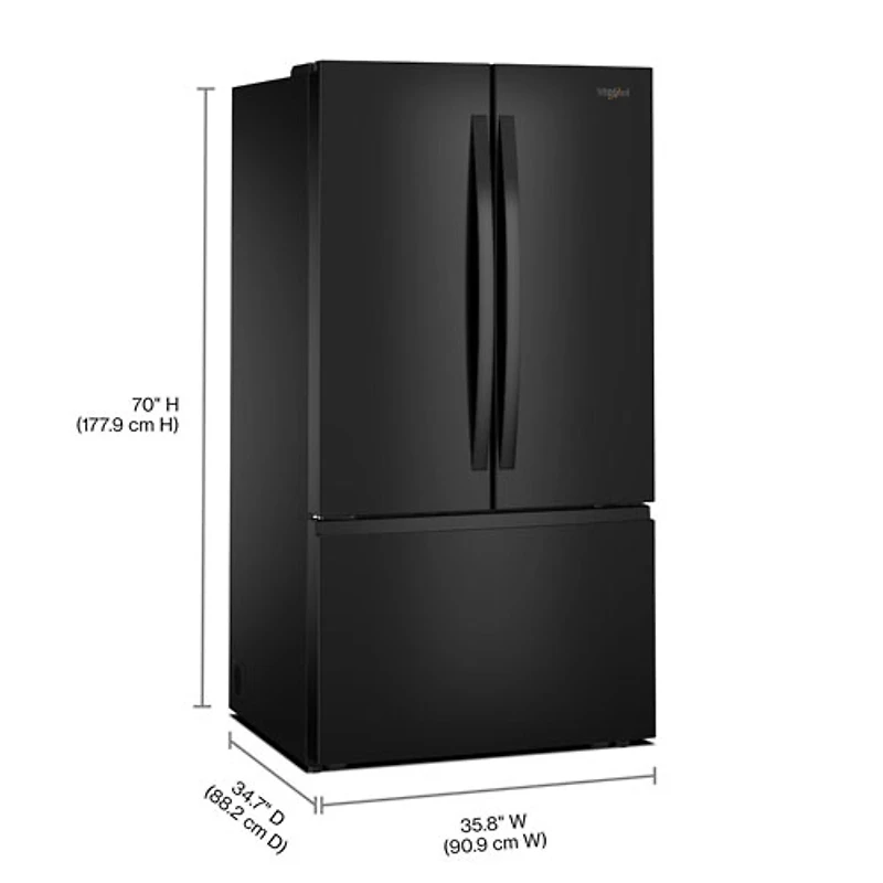 Whirlpool 36" 30.52 Cu. Ft. French Door Refrigerator (WRFF3136SB) - Black