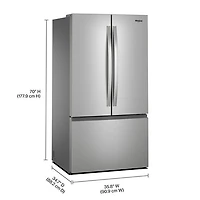 Réfrigérateur à deux portes 30,52 pi³ 36 po avec distributeur d'eau de Whirlpool (WRFF3336SZ) - Inox