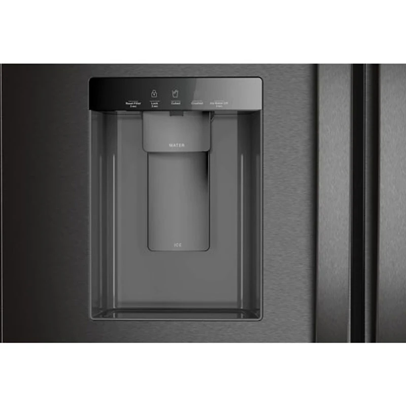 Réfrigérateur à deux portes 29,58 pi³ 36 po avec distributeur d'eau et de glaçons de Whirlpool (WRFF3536SV) - Acier inoxydable noir