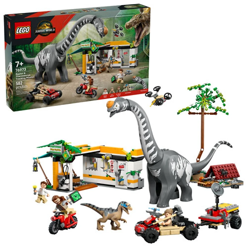 LEGO Jurassic World : Mission de suivi du Raptor et du Titanosaure - 582 pièces (76973)