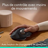 Souris ergonomique sans fil à boule de commande 2048 ppp MX Ergo S Plus Advanced de Logitech - Graphite