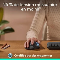 Souris ergonomique sans fil à boule de commande 2000 ppp Ergo M575S de Logitech - Noir