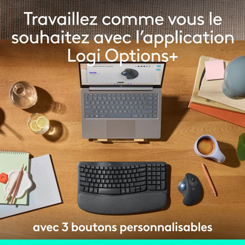 Souris ergonomique sans fil à boule de commande 2000 ppp Ergo M575S de Logitech - Noir