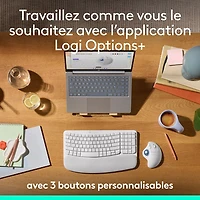 Souris ergonomique sans fil à boule de commande 2000 ppp Ergo M575S de Logitech - Blanc cassé