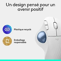 Souris ergonomique sans fil à boule de commande 2000 ppp Ergo M575S de Logitech - Blanc cassé