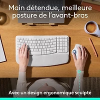 Souris ergonomique sans fil à boule de commande 2000 ppp Ergo M575S de Logitech - Blanc cassé