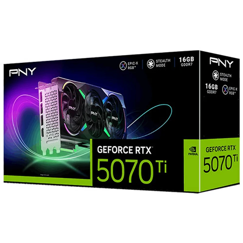 Carte graphique GeForce RTX 5070 Ti ARGB Epic-X RGB OC trois ventilateurs GDDR7 16 Go de PNY