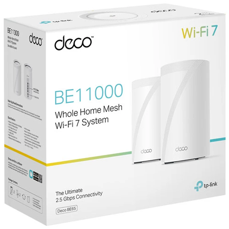 TP-Link Deco BE65 BE11000 Whole Home Mesh Wi-Fi 7 System - 2 Pack