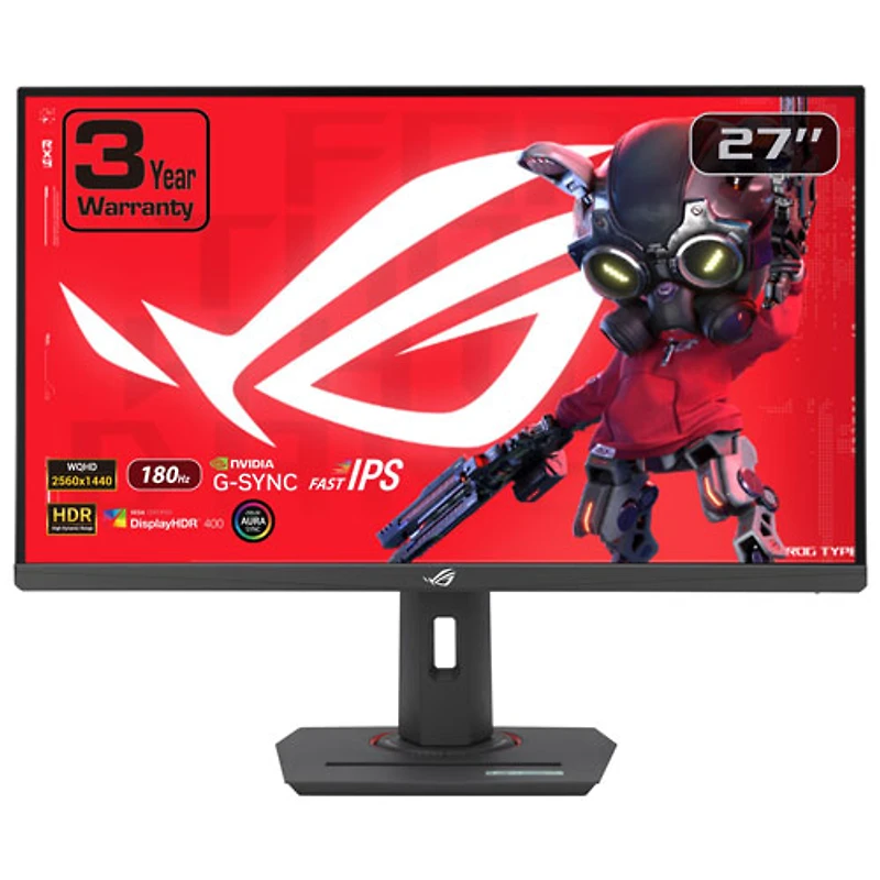 Moniteur de jeu DEL IPS QHD 180 Hz 27 po avec temps de réponse gris à gris de 1 ms ROG Strix d'ASUS (XG27ACG)