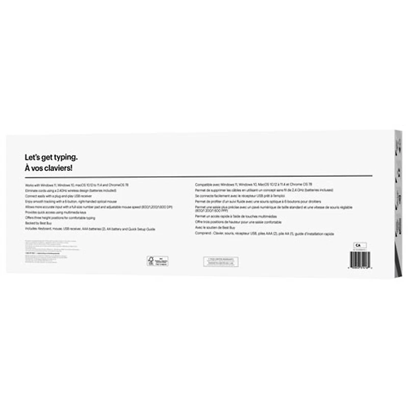 Best Buy Essentials Wireless 2.4G Ergonomic Keyboard & Mouse Combo - English
