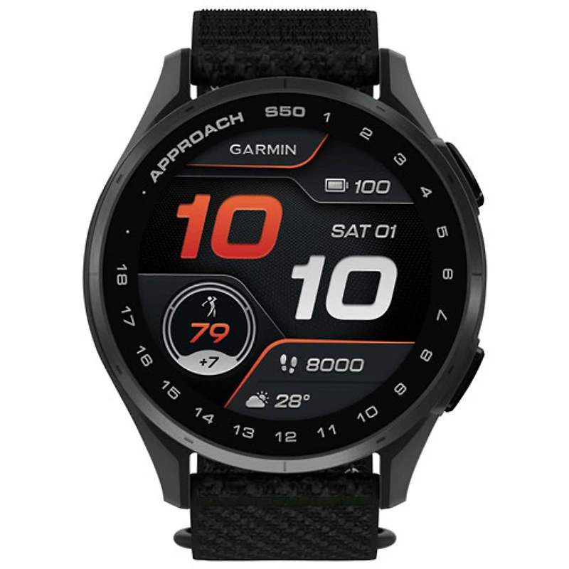 Montre de golf intelligente GPS AMOLED de 45 mm Approach S50 de Garmin - Noir