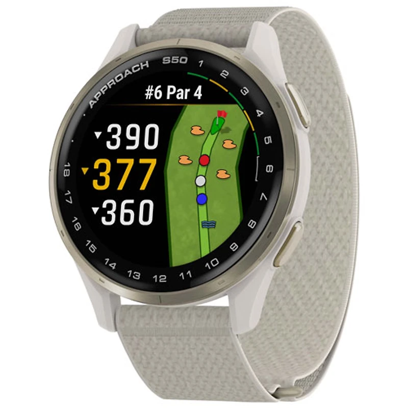 Montre de golf intelligente GPS AMOLED de 45 mm Approach S50 de Garmin - Ivoire