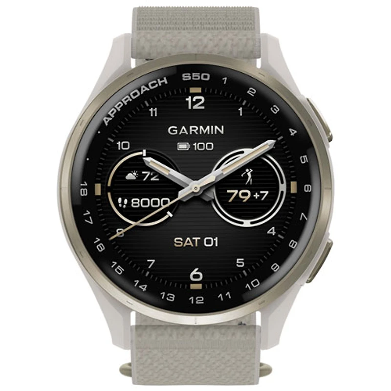 Montre de golf intelligente GPS AMOLED de 45 mm Approach S50 de Garmin - Ivoire