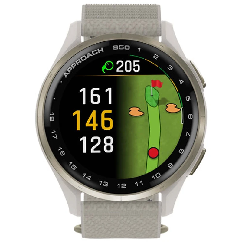 Montre de golf intelligente GPS AMOLED de 45 mm Approach S50 de Garmin - Ivoire