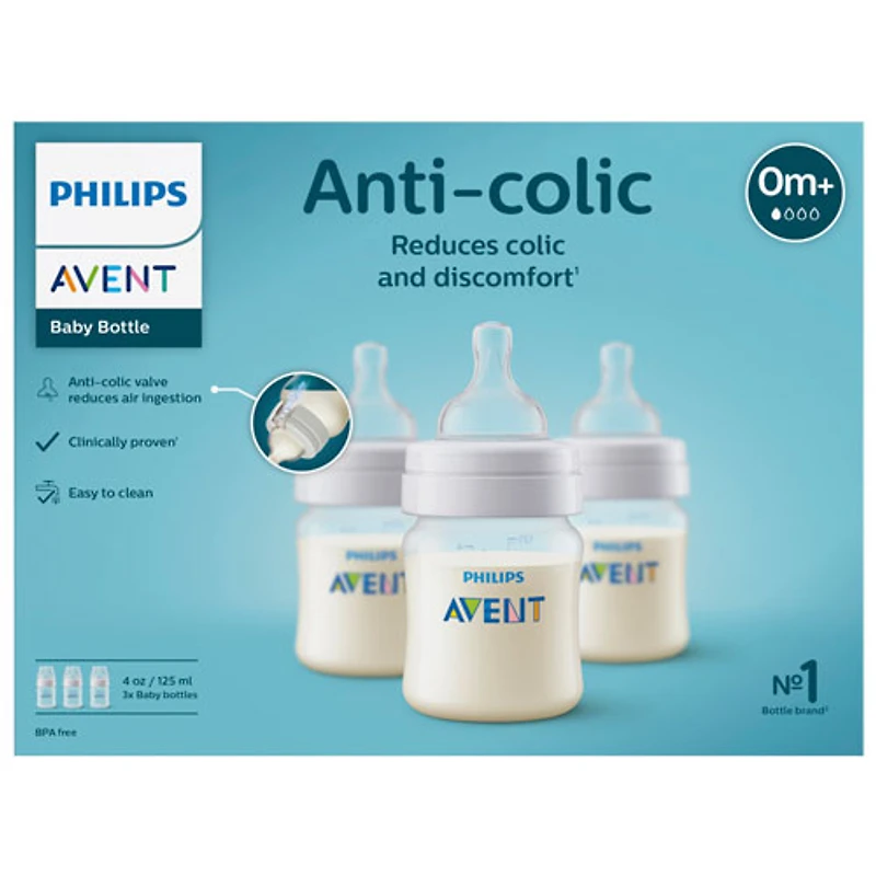 Philips Avent Anti-Colic 4 oz. Baby Bottle Set - 3 Pack