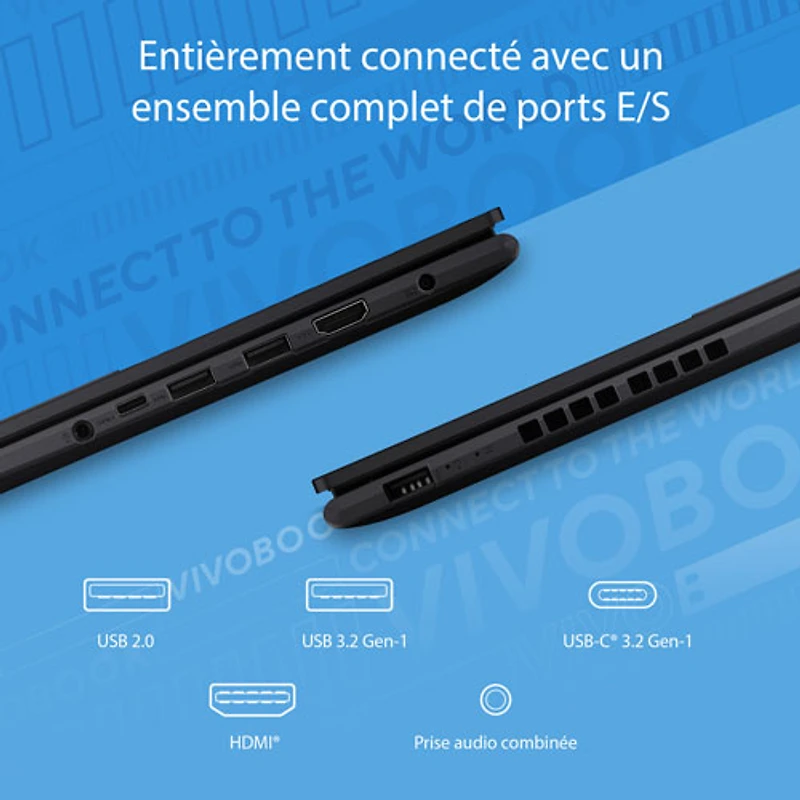 Portable de 16 po VivoBook 16 d'ASUS - Noir (Core i5-13420H d'Intel/RAM 16 Go/SSD 512 Go/Windows 11)