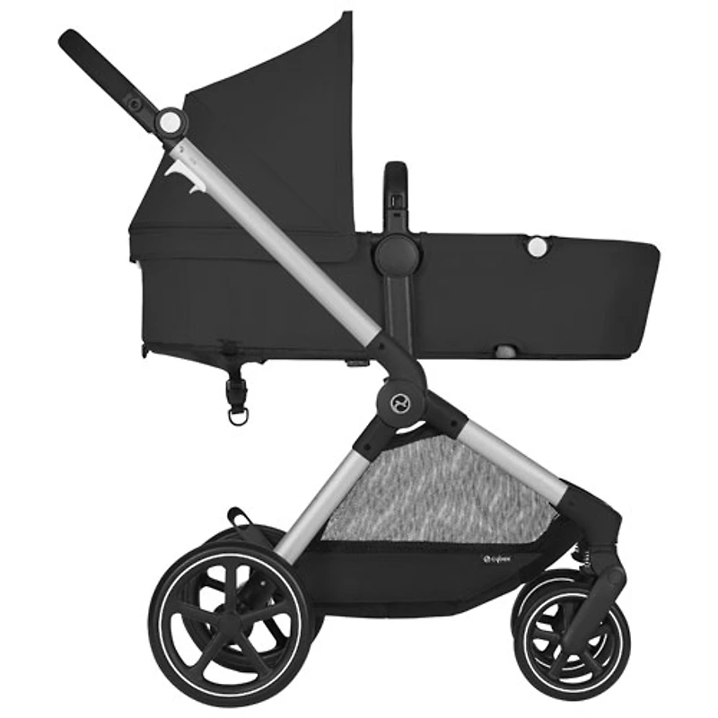 Cybex EOS Stroller + Aton 2 Infant Car Seat - Moon Black/Silver Frame