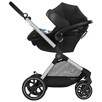 Cybex EOS Stroller + Aton 2 Infant Car Seat - Moon Black/Silver Frame