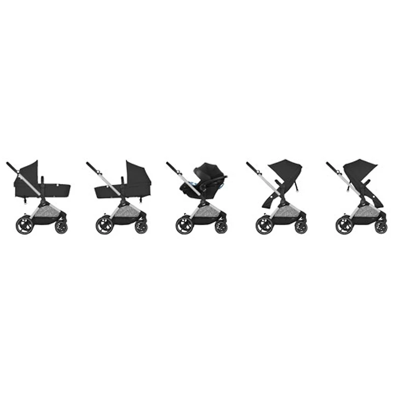 Cybex EOS Stroller + Aton 2 Infant Car Seat - Moon Black/Silver Frame