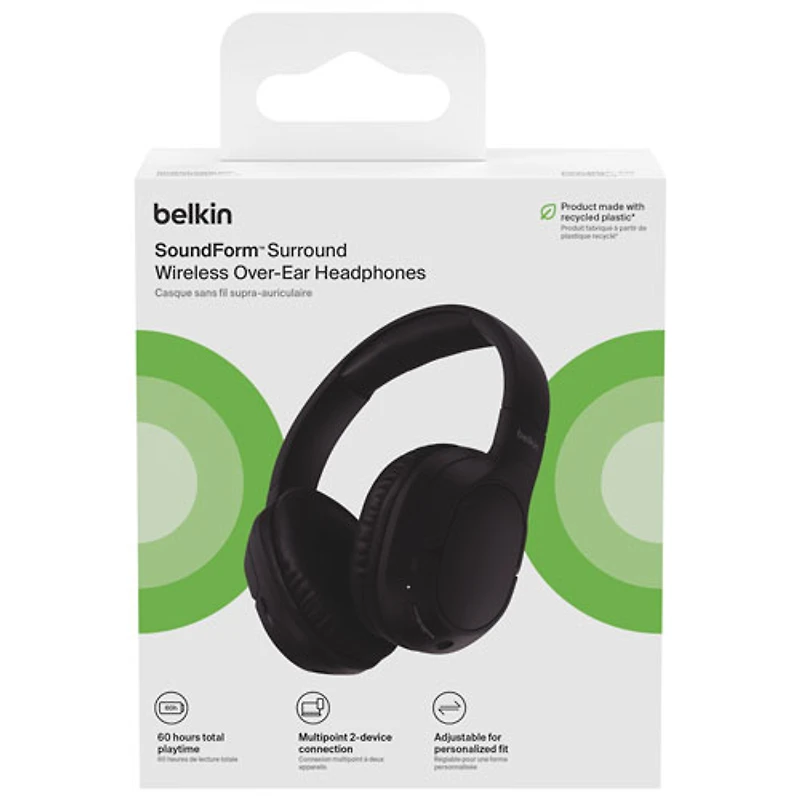 Casque d'écoute 100 % sans fil à isolation sonore SoundForm Surround de Belkin - Noir